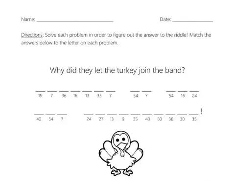 3rd thanksgiving math riddle