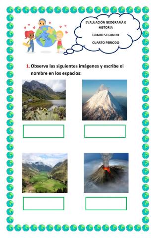 Evaluación geografía e historia