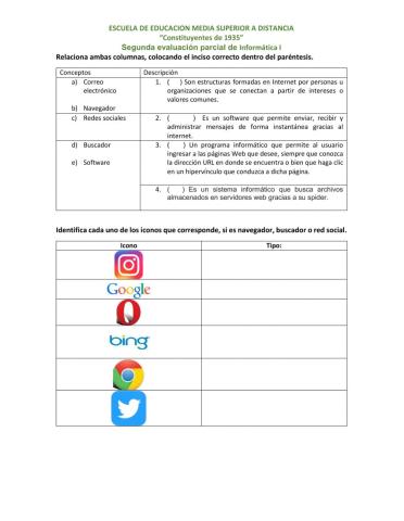 Evaluación buscador, navegador y redes sociales