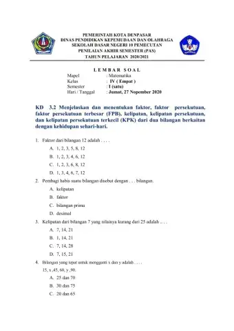 PAS Matematika KD 3.2