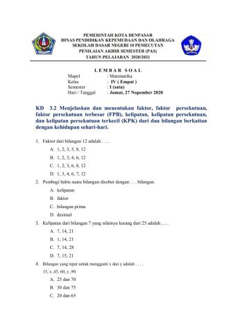 PAS Matematika KD 3.2