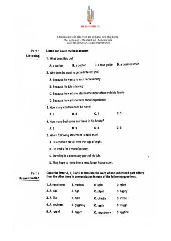 English 6 45' Test 27