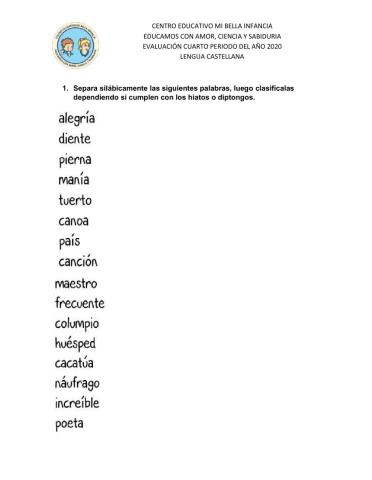 Evaluación Lengua Castellana