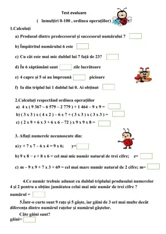 Înmulțirea, ordinea operațiilor