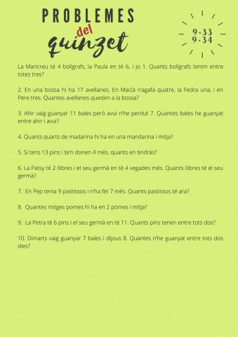 Problemes del quinzet 9.33 i 9.34