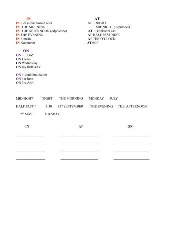 Prepositions of time