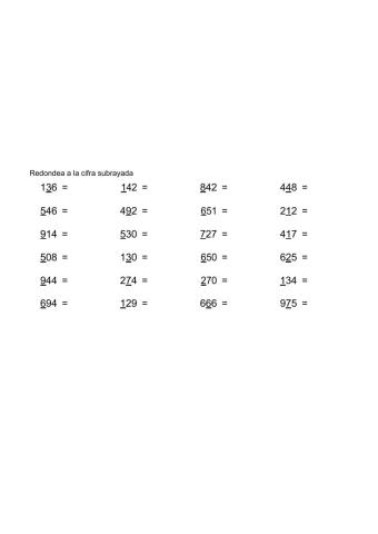 Redondeo a las decenas y a las centenas