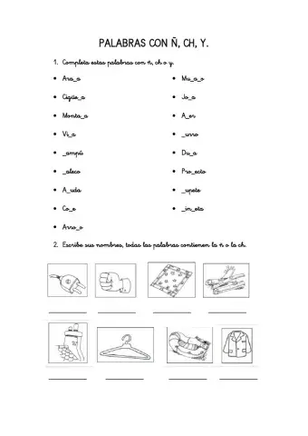 Palabras con ñ, ch e y.