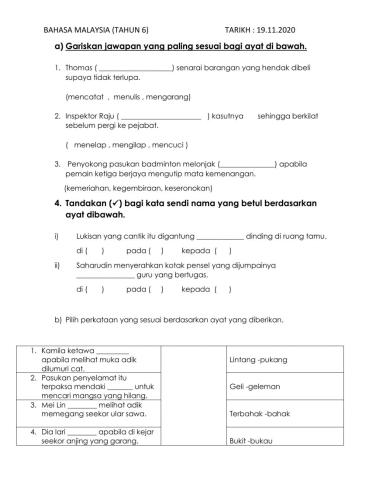 Bank soalan - Tahun 6