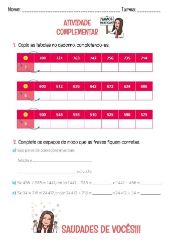 Divisão e operações inversas