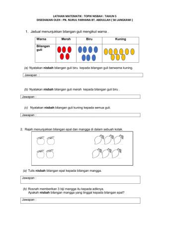 Matematik : Nisbah Tahun 5