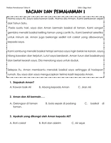 Bacaan dan pemahaman