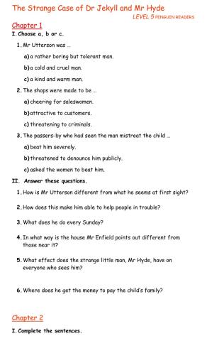 The strage case of Dr Jekyll and Mr Hyde 1 -3