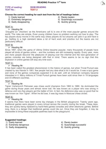 Reading part 1 text 2