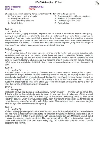 Reading part 1 text 6