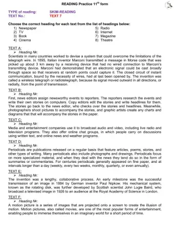 Reading part 1 text 7