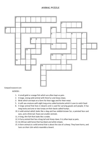 English Animal puzzle