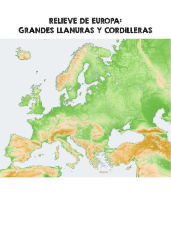 Relieve de europa:  llanuras y cordilleras