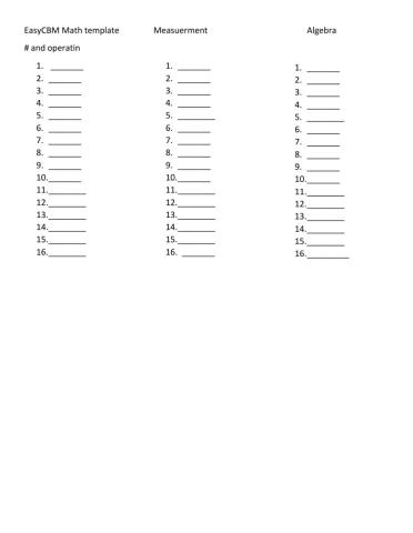 Easy CBM math template