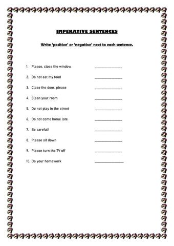 Choose the positive and negative imperatives