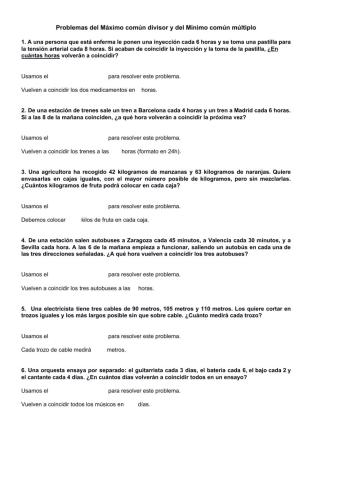 Problemas Mín. c. m y Máx. c. d.