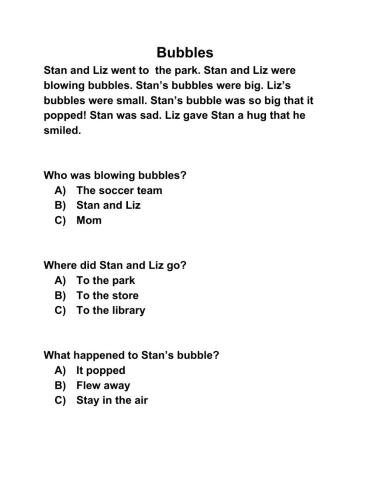 Bubbles reading