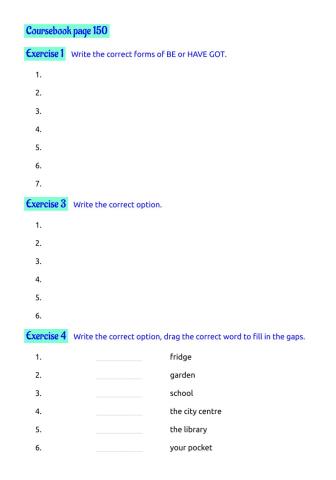 Page 150, exercises 1, 3, 4