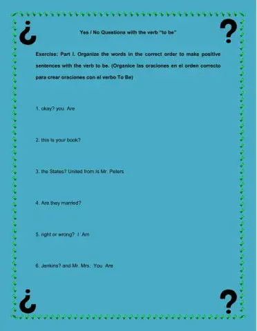 Yes and no questions with the verb to be