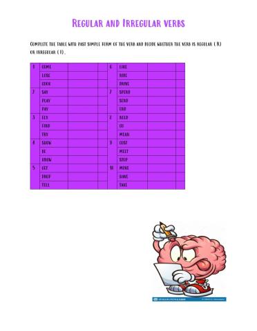 Regular and Irregular verbs