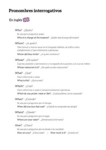 Los pronombres interrogativos en inglés