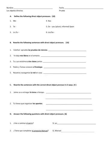 Direct Object Pronouns