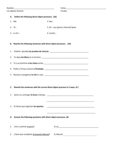 Direct Object Pronouns