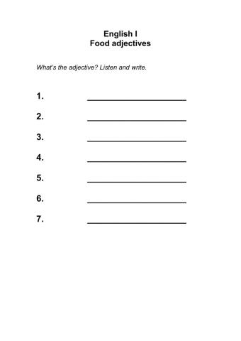 English I - Food Adjectives