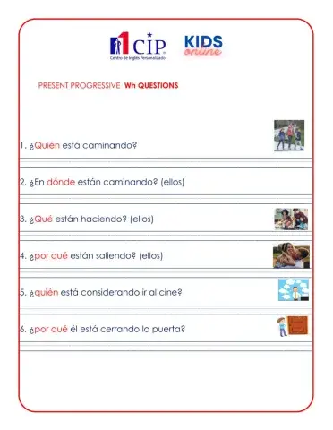 Present progressive wh questions