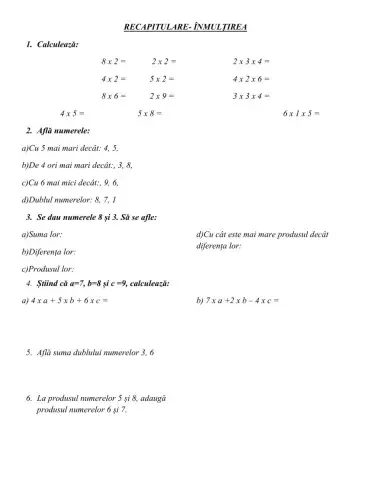 Înmulțirea 0-100 recapitulare
