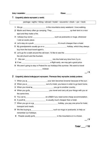 Holiday activities and accomodation