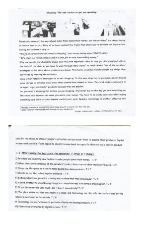 Reading comprehension.. shopping