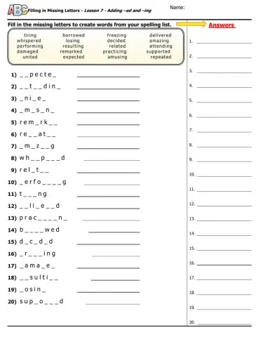 Lesson 7 - Adding –ed and –ing