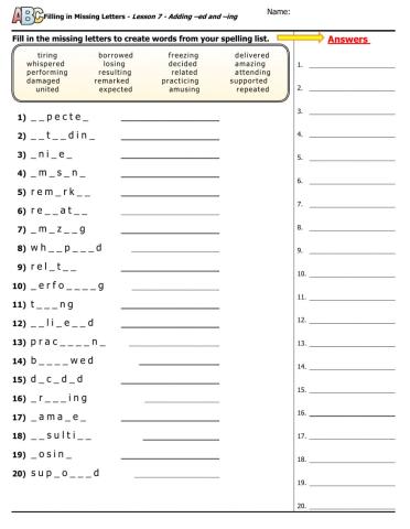 Lesson 7 - Adding –ed and –ing
