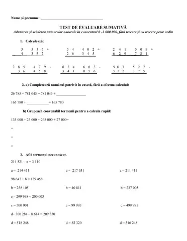 Test evaluare sumativă