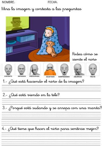 Fichas de Trabajo de Emociones Básicas: Miedo