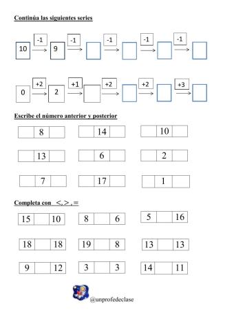 Series, anterior posterior y símbolos.