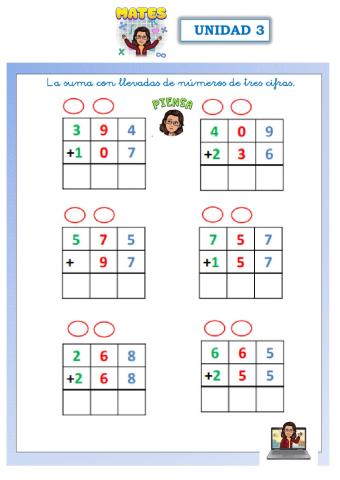 Sumas llevando 3 cifras