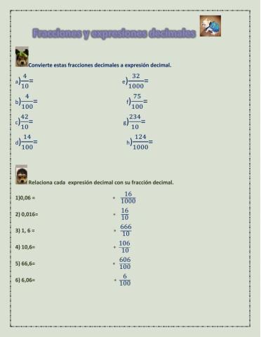 Fracciones y expresiones decimales