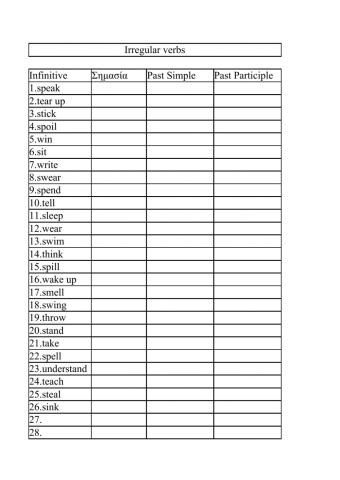 Irregular Verbs