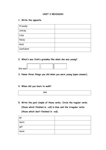 Revision Unit 2