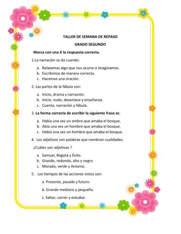 Repaso semana  de refuerzo