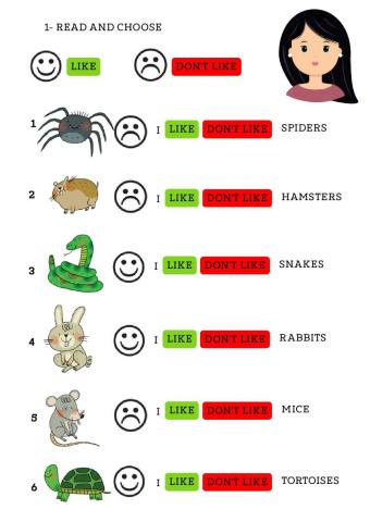 Animals like don't like