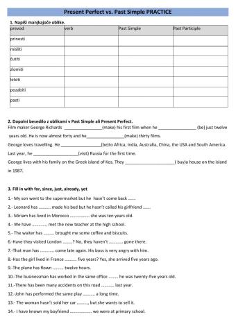 Present Perfect and past simple