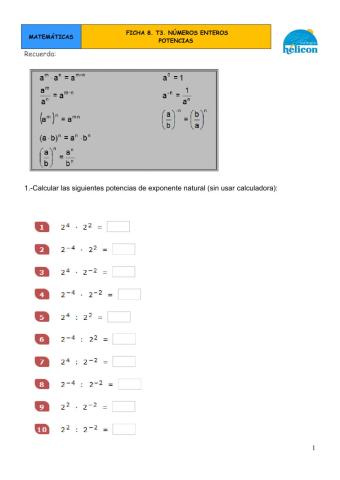 Potencias con números enteros